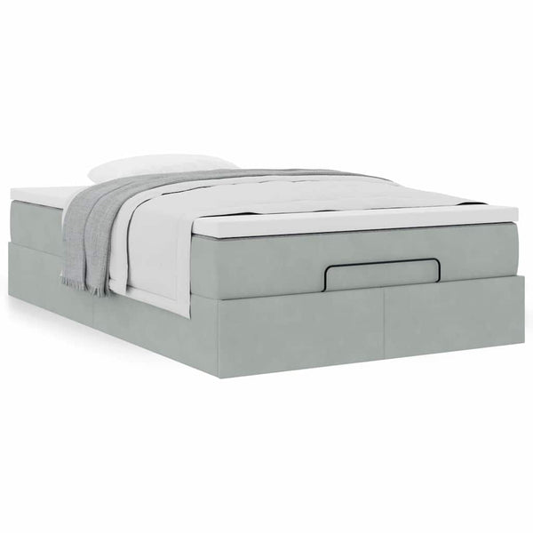 vidaXL Ottoman Bed with Mattress Light Grey 120x190 cm Velvet