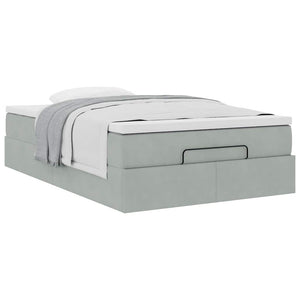 vidaXL Ottoman Bed with Mattress Light Grey 120x190 cm Velvet