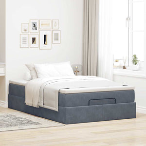 vidaXL Ottoman Bed with Mattress Dark Grey 120x190 cm Velvet