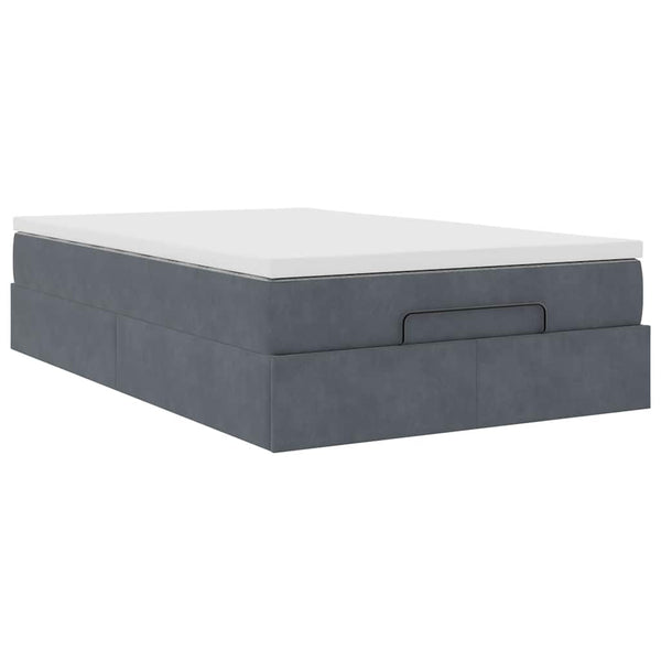 vidaXL Ottoman Bed with Mattress Dark Grey 120x190 cm Velvet