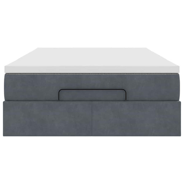 vidaXL Ottoman Bed with Mattress Dark Grey 120x190 cm Velvet