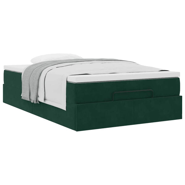 vidaXL Ottoman Bed with Mattress Dark Green 120x190 cm Velvet