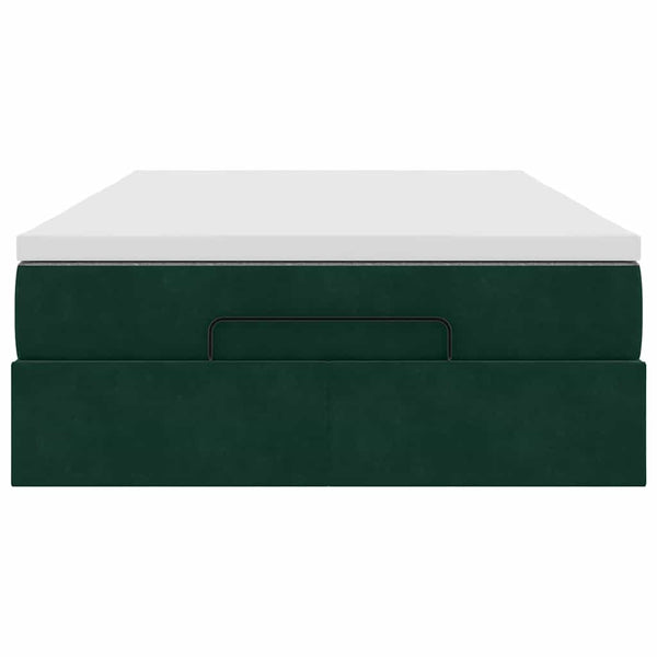 vidaXL Ottoman Bed with Mattress Dark Green 120x190 cm Velvet