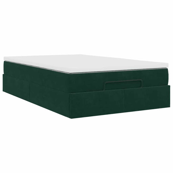 vidaXL Ottoman Bed with Mattress Dark Green 120x190 cm Velvet