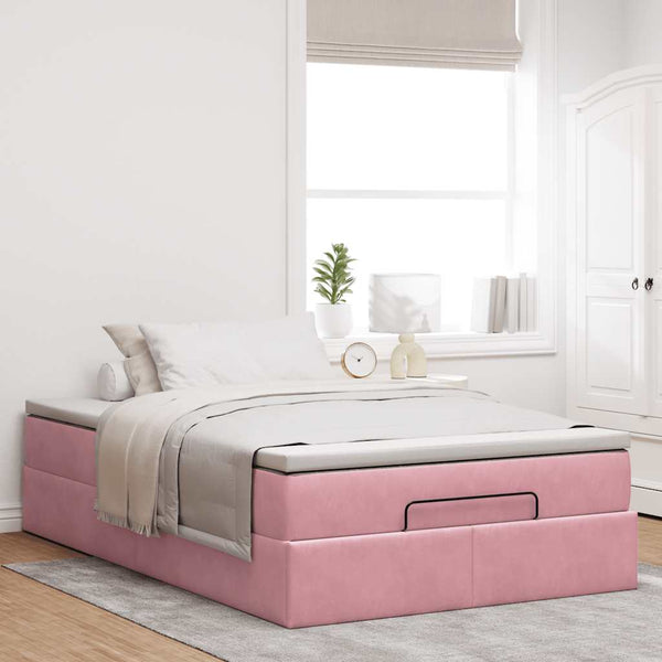 vidaXL Ottoman Bed with Mattress Pink 120x190 cm Velvet