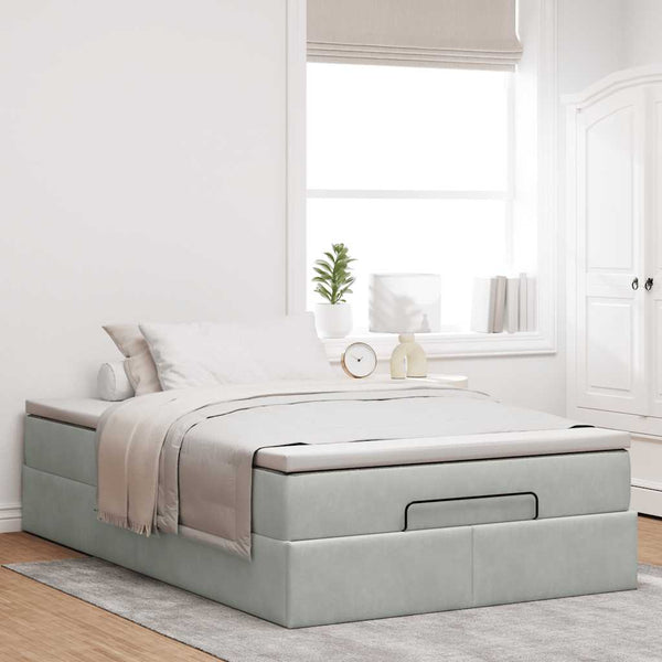 vidaXL Ottoman Bed with Mattress Light Gray 120x200 cm Velvet