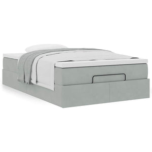 vidaXL Ottoman Bed with Mattress Light Gray 120x200 cm Velvet