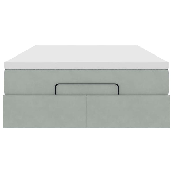 vidaXL Ottoman Bed with Mattress Light Gray 120x200 cm Velvet