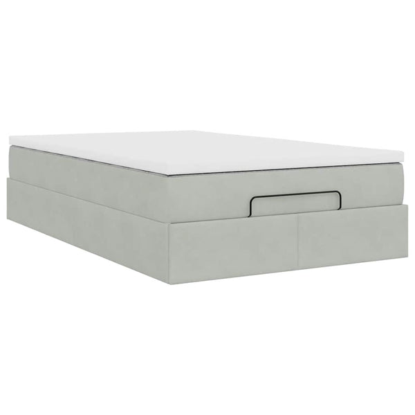 vidaXL Ottoman Bed with Mattress Light Gray 120x200 cm Velvet
