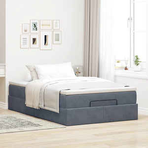 vidaXL Ottoman Bed with Mattress Dark Gray 120x200 cm Velvet