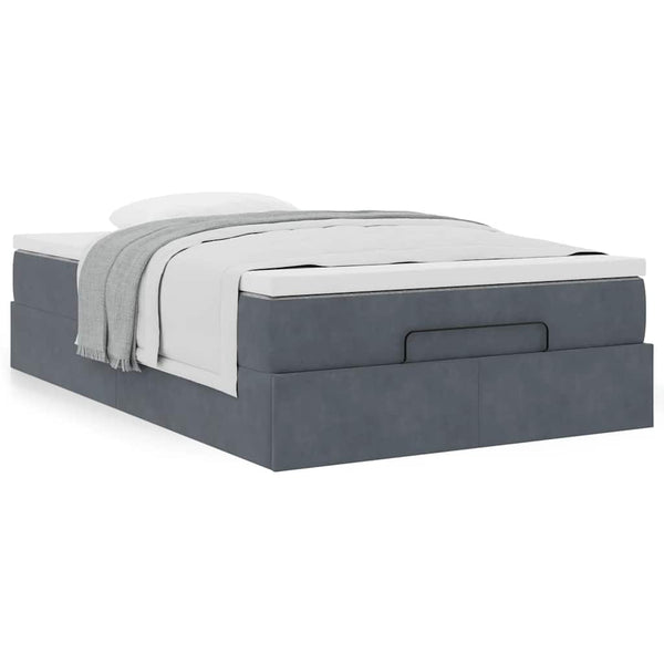 vidaXL Ottoman Bed with Mattress Dark Gray 120x200 cm Velvet