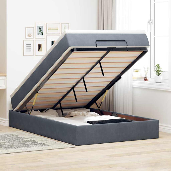 vidaXL Ottoman Bed with Mattress Dark Gray 120x200 cm Velvet