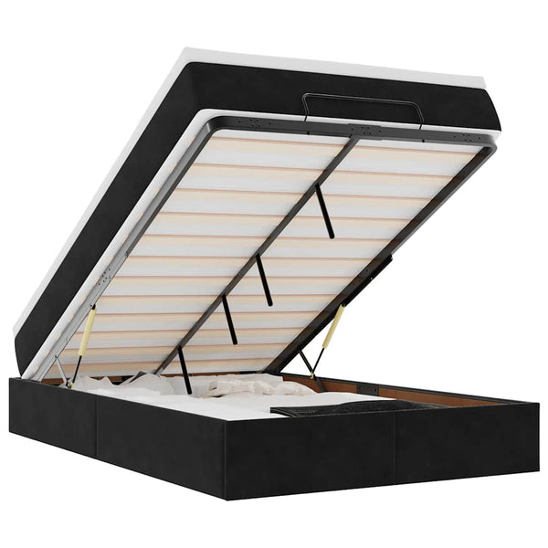 vidaXL Ottoman Bed with Mattress Black 120x200 cm Velvet