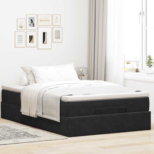 vidaXL Ottoman Bed with Mattress Black 120x200 cm Velvet