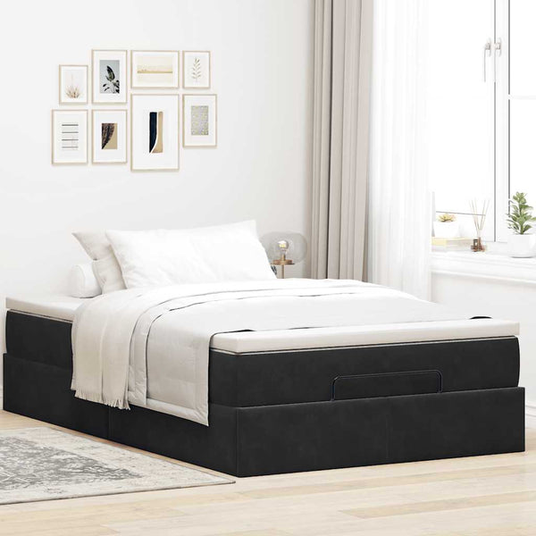 vidaXL Ottoman Bed with Mattress Black 120x200 cm Velvet