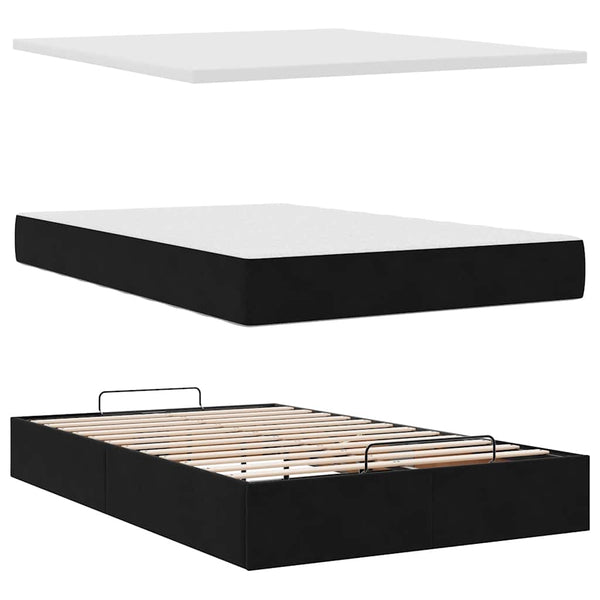 vidaXL Ottoman Bed with Mattress Black 120x200 cm Velvet
