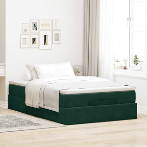 vidaXL Ottoman Bed with Mattress Dark Green 120x200 cm Velvet
