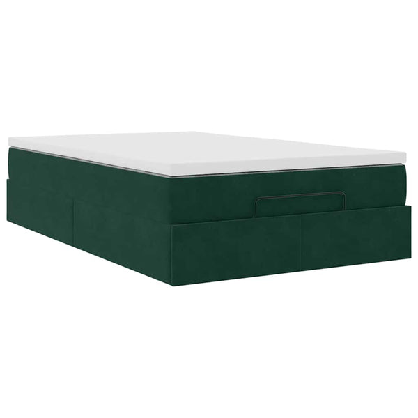 vidaXL Ottoman Bed with Mattress Dark Green 120x200 cm Velvet