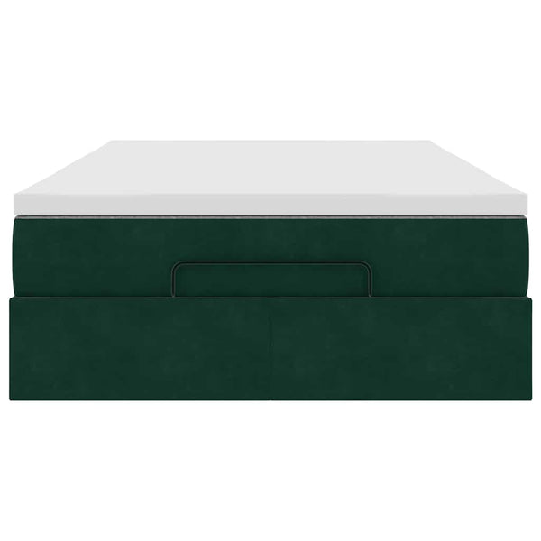 vidaXL Ottoman Bed with Mattress Dark Green 120x200 cm Velvet