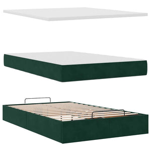 vidaXL Ottoman Bed with Mattress Dark Green 120x200 cm Velvet