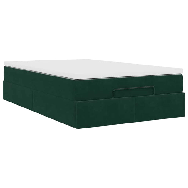 vidaXL Ottoman Bed with Mattress Dark Green 120x200 cm Velvet
