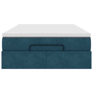 vidaXL Ottoman Bed with Mattress Dark Blue 120x200 cm Velvet