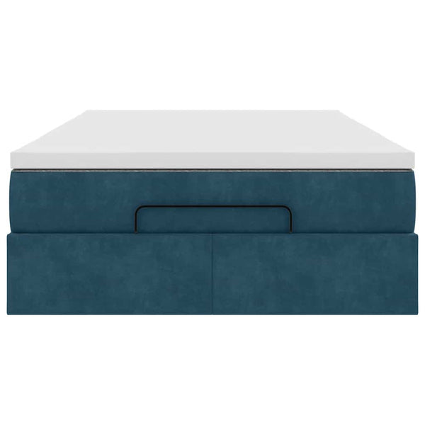 vidaXL Ottoman Bed with Mattress Dark Blue 120x200 cm Velvet