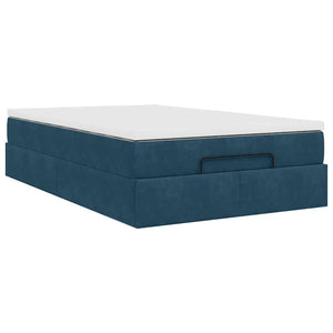 vidaXL Ottoman Bed with Mattress Dark Blue 120x200 cm Velvet