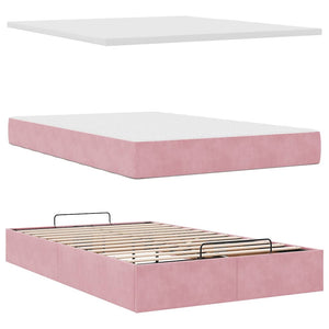 vidaXL Ottoman Bed with Mattress Pink 120x200 cm Velvet