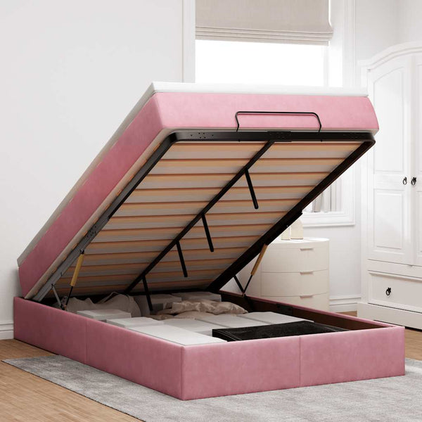vidaXL Ottoman Bed with Mattress Pink 120x200 cm Velvet
