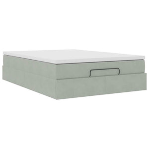 vidaXL Ottoman Bed with Mattress Light Grey 140x190 cm Velvet