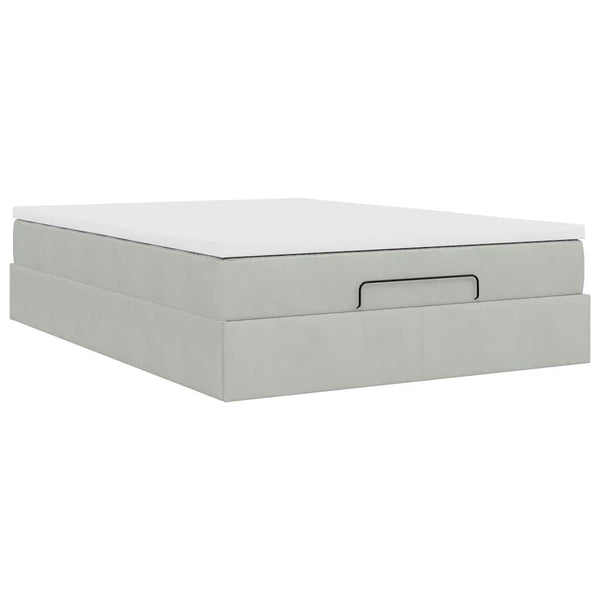 vidaXL Ottoman Bed with Mattress Light Grey 140x190 cm Velvet