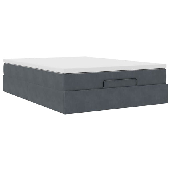 vidaXL Ottoman Bed with Mattress Dark Grey 140x190 cm Velvet