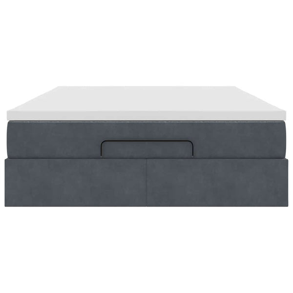 vidaXL Ottoman Bed with Mattress Dark Grey 140x190 cm Velvet