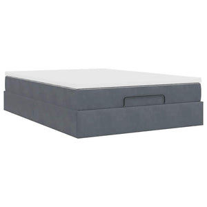 vidaXL Ottoman Bed with Mattress Dark Grey 140x190 cm Velvet