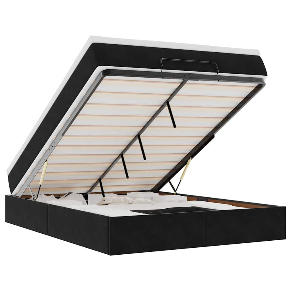 vidaXL Ottoman Bed with Mattress Black 140x190 cm Velvet