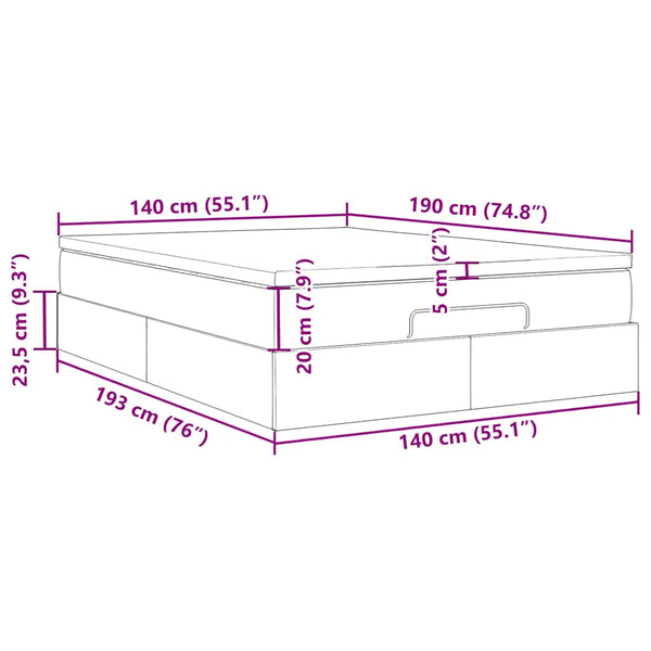 vidaXL Ottoman Bed with Mattress Black 140x190 cm Velvet