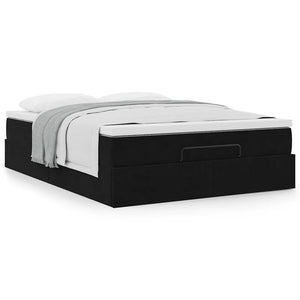 vidaXL Ottoman Bed with Mattress Black 140x190 cm Velvet