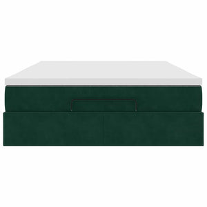 vidaXL Ottoman Bed with Mattress Dark Green 140x190 cm Velvet