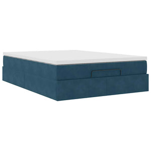 vidaXL Ottoman Bed with Mattress Dark Blue 140x190 cm Velvet