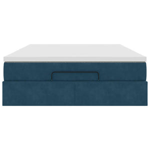 vidaXL Ottoman Bed with Mattress Dark Blue 140x190 cm Velvet