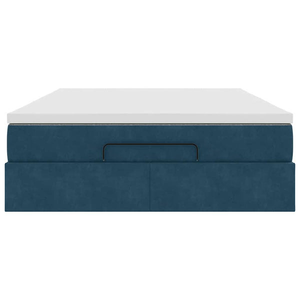 vidaXL Ottoman Bed with Mattress Dark Blue 140x190 cm Velvet