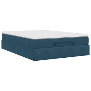 vidaXL Ottoman Bed with Mattress Dark Blue 140x190 cm Velvet
