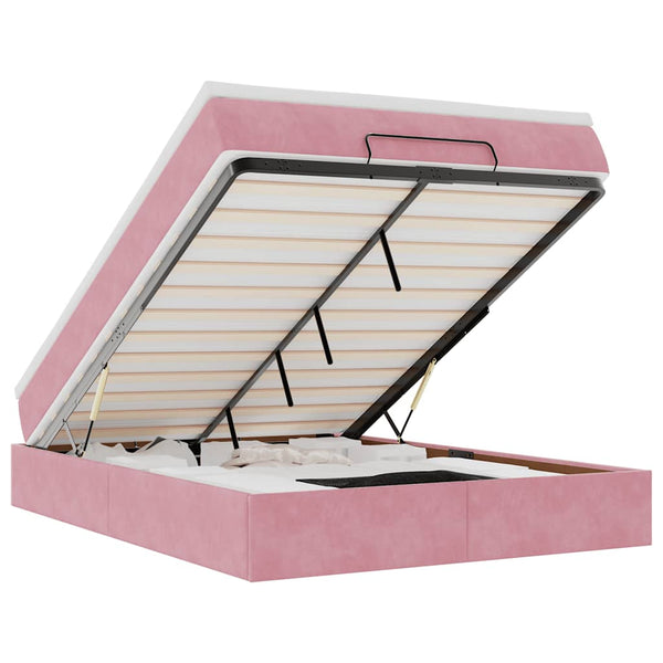 vidaXL Ottoman Bed with Mattress Pink 140x190 cm Velvet