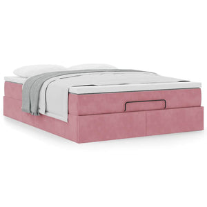 vidaXL Ottoman Bed with Mattress Pink 140x190 cm Velvet