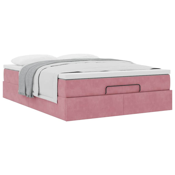 vidaXL Ottoman Bed with Mattress Pink 140x190 cm Velvet