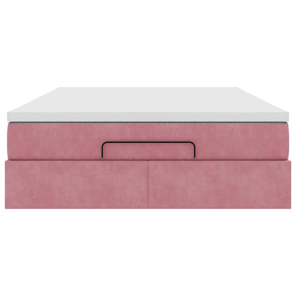 vidaXL Ottoman Bed with Mattress Pink 140x190 cm Velvet