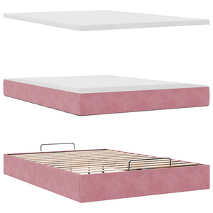 vidaXL Ottoman Bed with Mattress Pink 140x190 cm Velvet