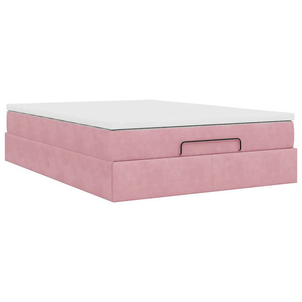vidaXL Ottoman Bed with Mattress Pink 140x190 cm Velvet