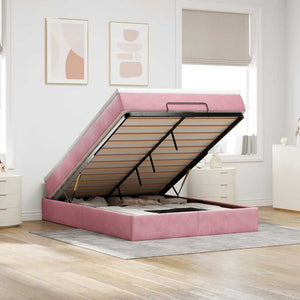 vidaXL Ottoman Bed with Mattress Pink 140x190 cm Velvet